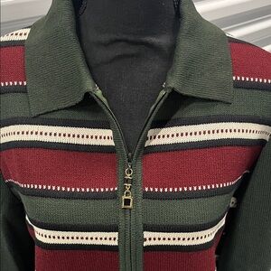 St John sport Vintage Striped Zip-Up Sweater size large made by Maria Gray